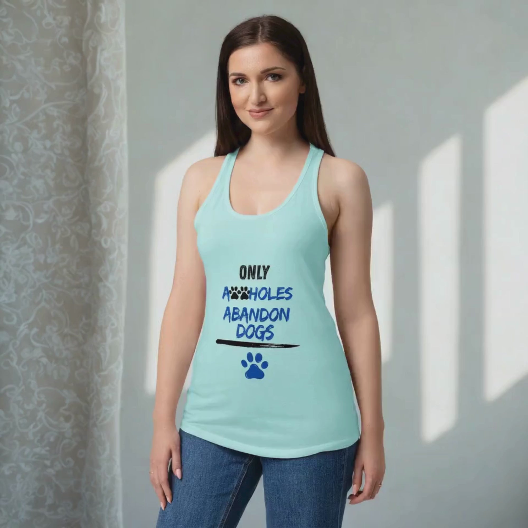 Women's Racerback Top Only Aholes Abandon Dogs
